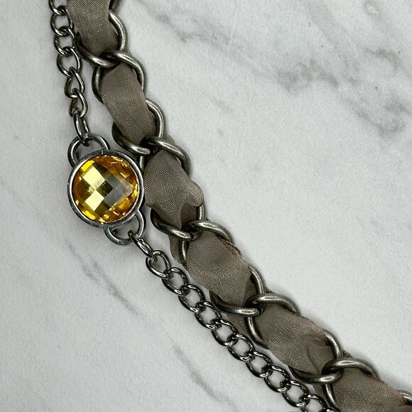 Flower and Rhinestone Silver Tone Metal Chain Link Belt Size XL ✨ - Picture 7 of 13